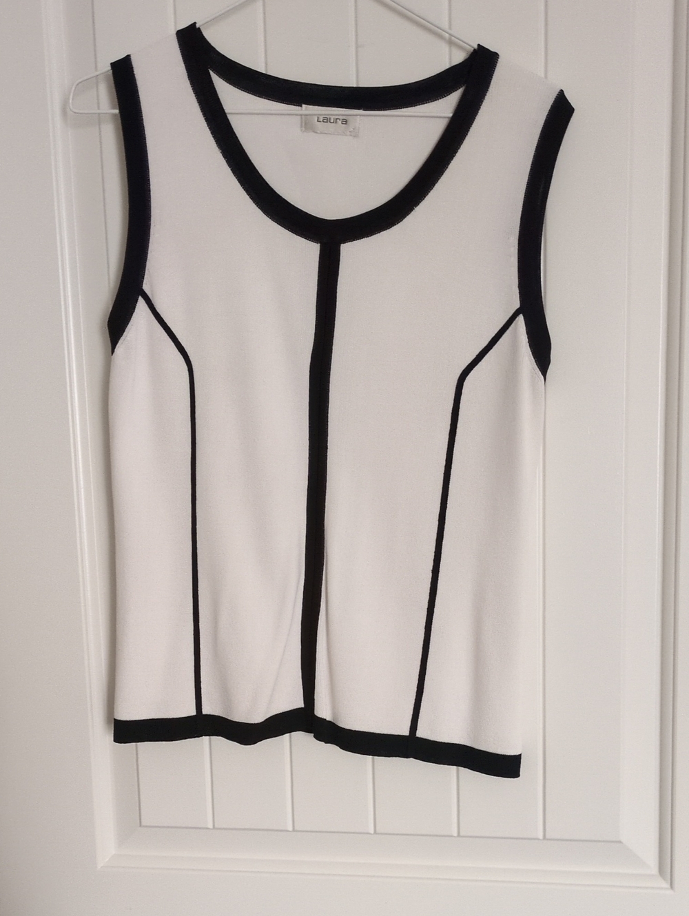 Laura Tank Top in White with Black Trim